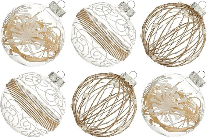 Amazon.com: XmasExp Christmas Ball Ornaments Set -100mm/3.94" Large Shatterproof Clear Glitter ... | Amazon (US)