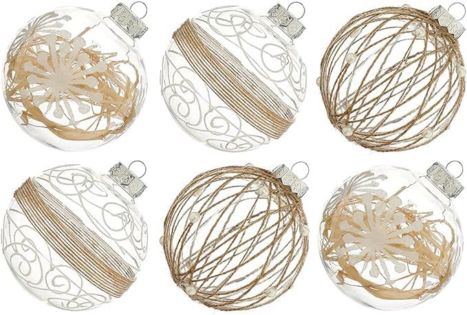 Amazon.com: XmasExp Christmas Ball Ornaments Set -100mm/3.94" Large Shatterproof Clear Glitter ... | Amazon (US)