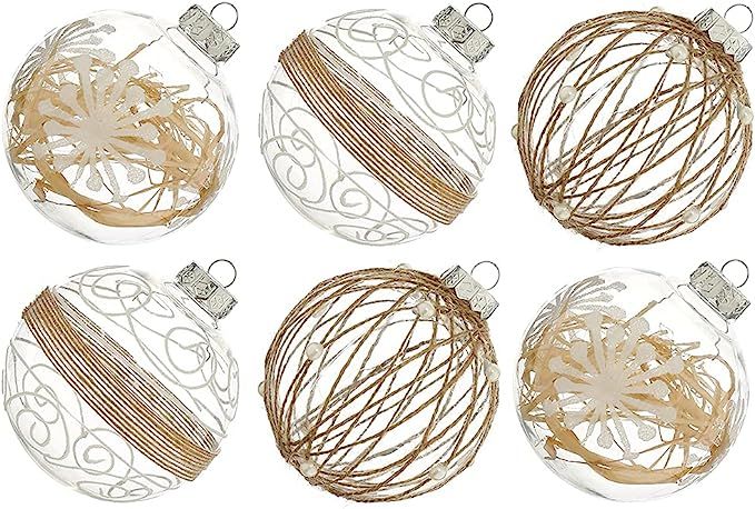 XmasExp Christmas Ball Ornaments Set -100mm/3.94" Large Shatterproof Clear Glitter Pastic Chris... | Amazon (US)