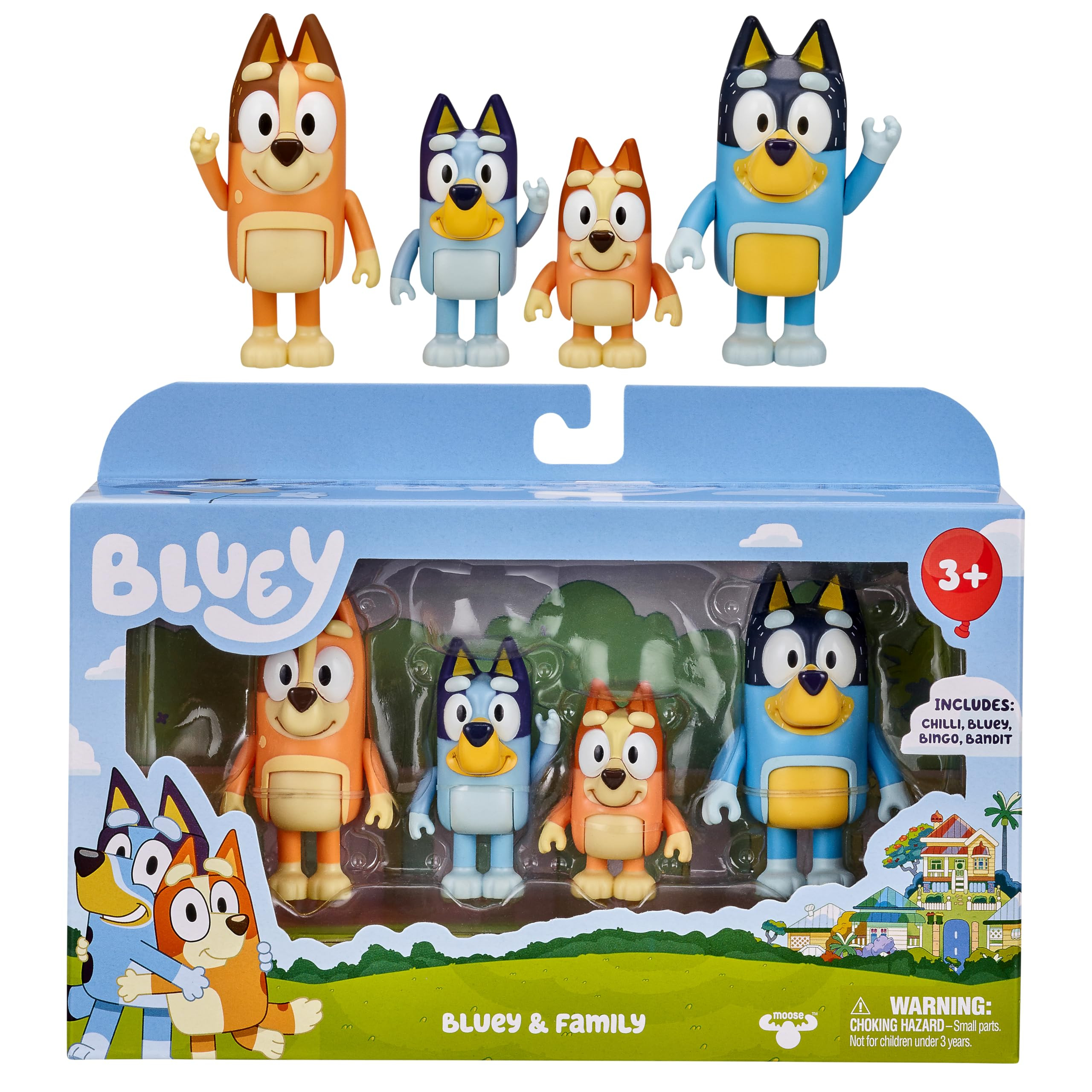 Bluey Family Figure Pack of 4, Robust Poseable Character Toys with Bingo, Chilli, and Bandit Figu... | Amazon (US)