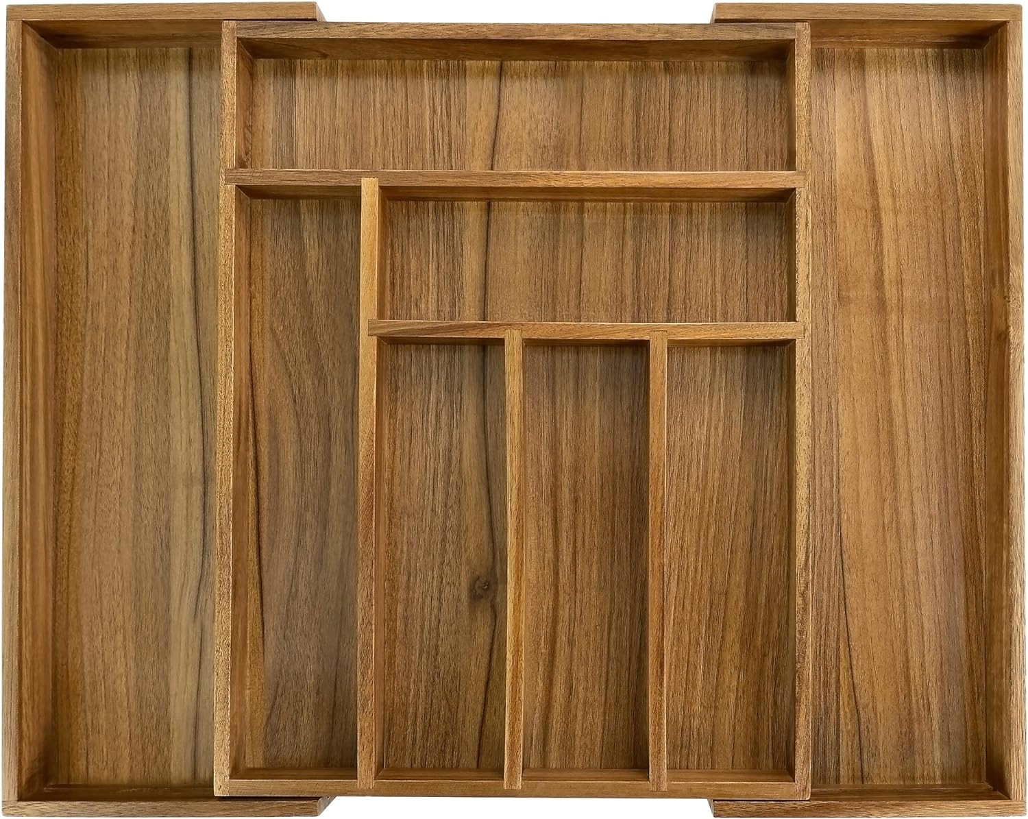 Luxury Acacia Kitchen Drawer Organizer - Silverware Organizer - Utensil Holder and Cutlery Tray w... | Amazon (US)