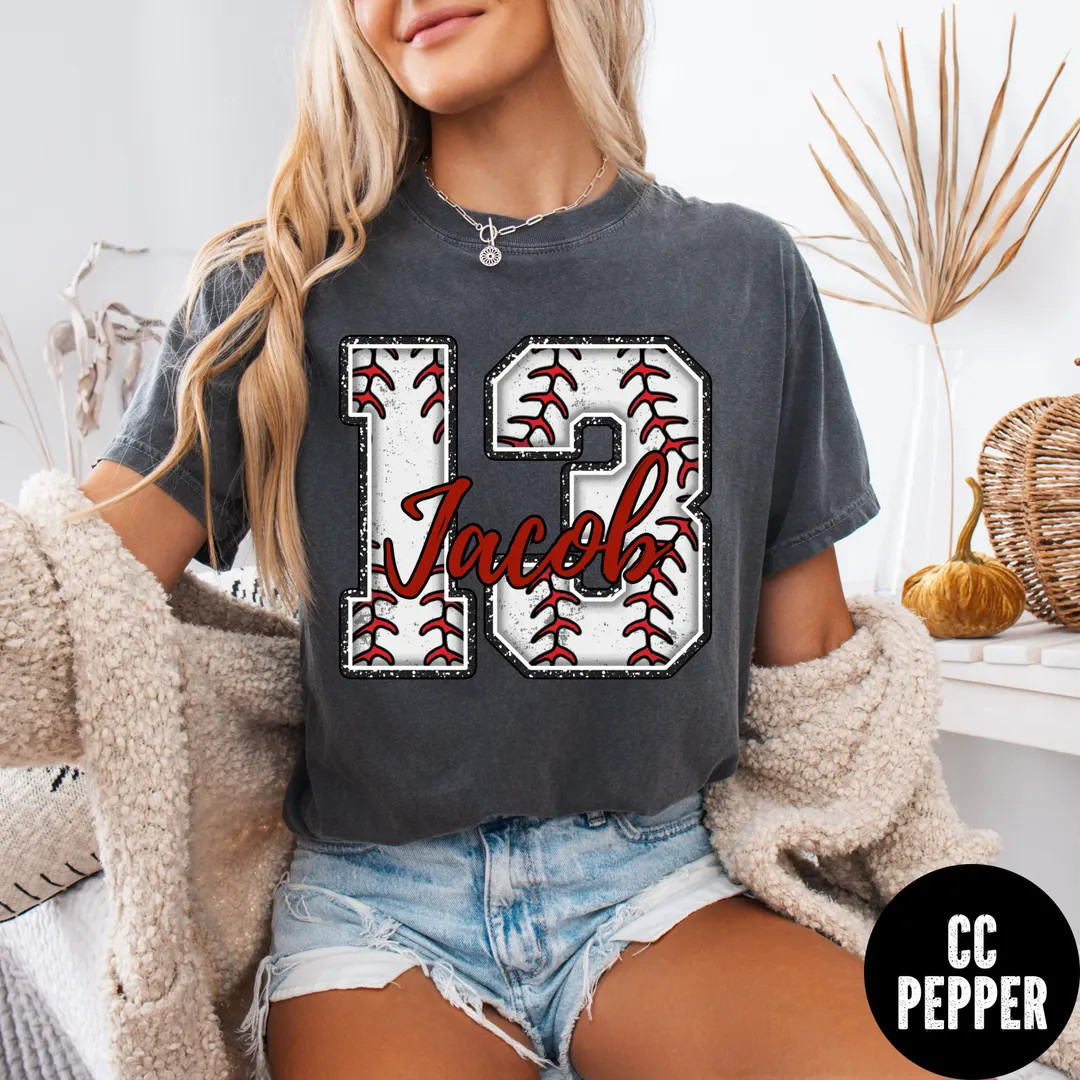 Custom Baseball Name and Number Shirt, Comfort Colors® Baseball Mama Shirt, Baseball Personalize... | Etsy (US)