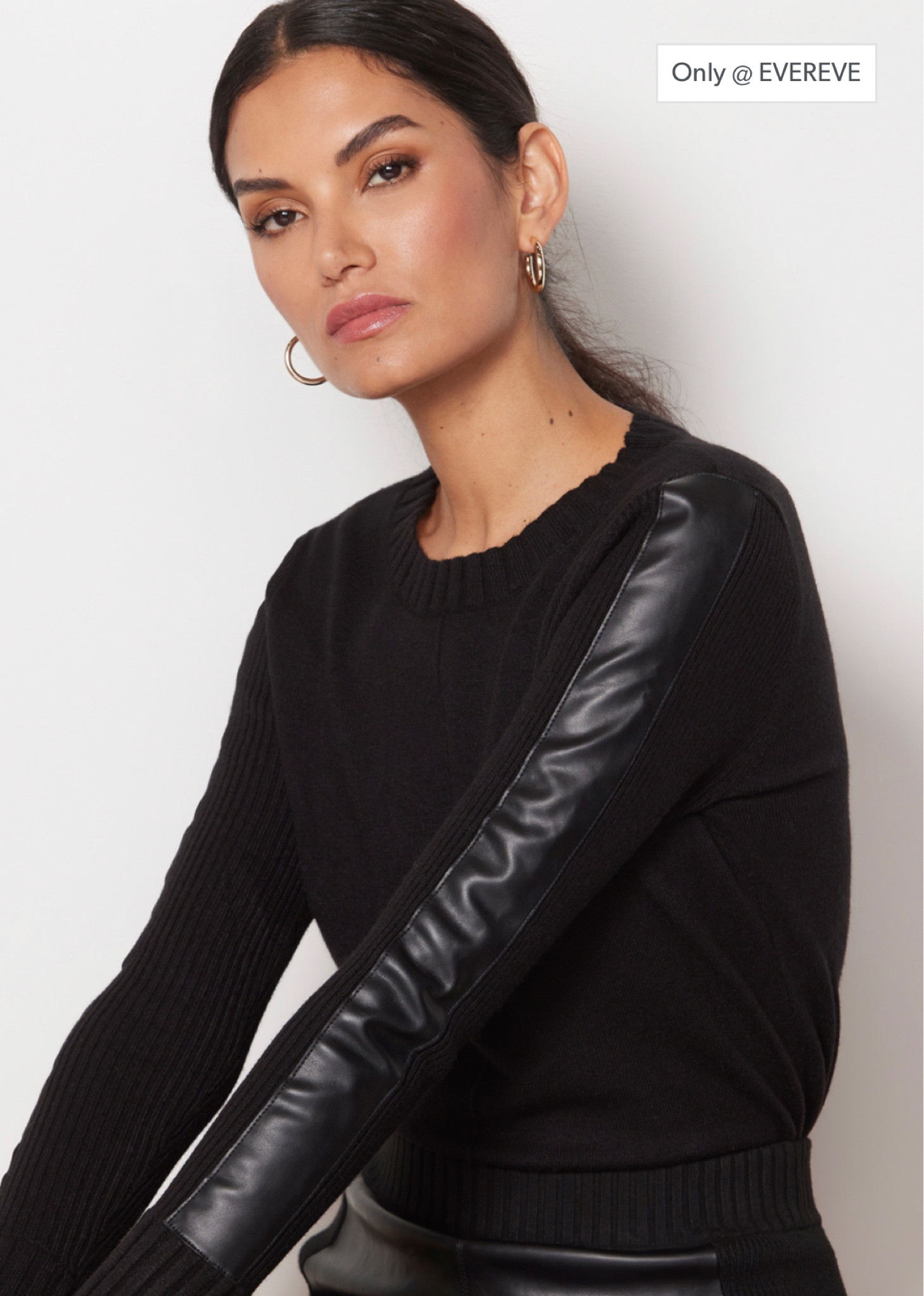 This edgy black sweater with leather accent on the sleeve is perfect for fall. I will be wearing this with a houndstooth pant and black leather bootie to the office 
#fallstaples
#officewear 

#LTKstyletip #LTKworkwear #LTKunder100