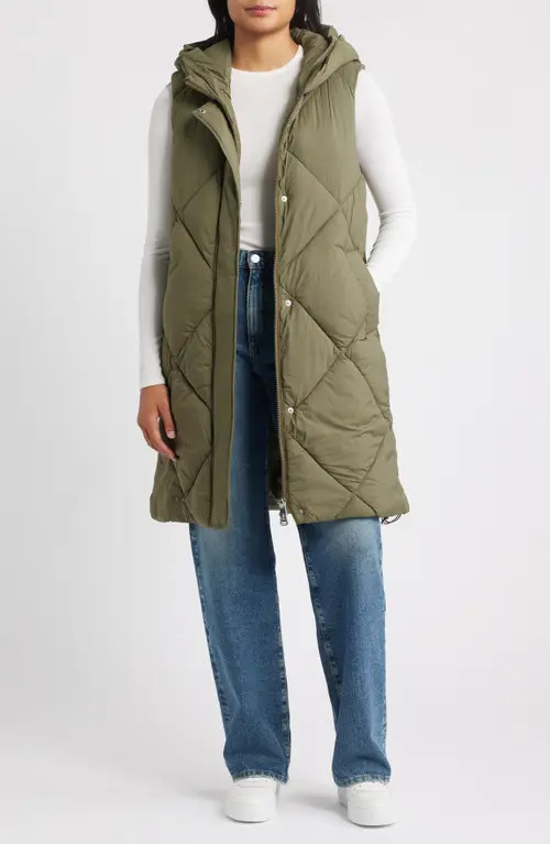 Sam Edelman Quilted Hooded Puffer Vest in Loden at Nordstrom, Size Small | Nordstrom