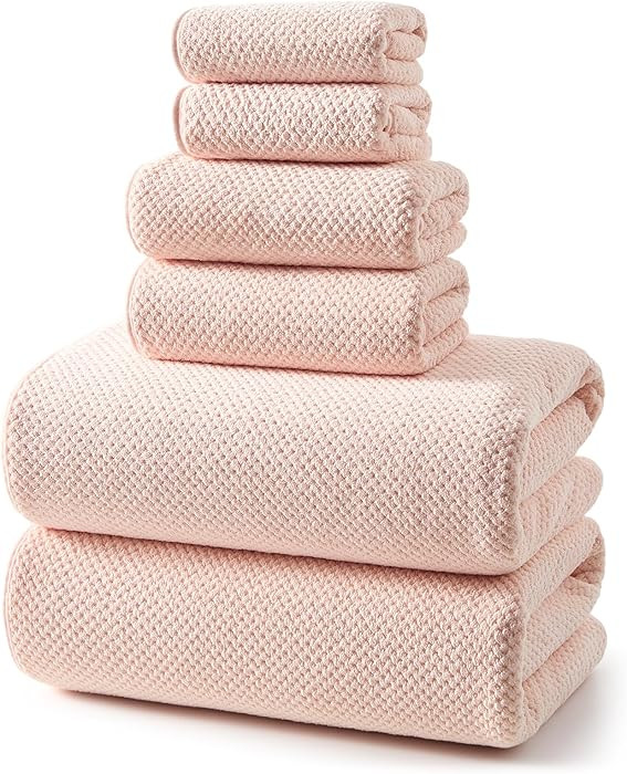 REDKISS Pink Towel Set, 6 Piece Premium Soft Bath Towel Set, Highly Absorbent Luxury 6-Pack with ... | Amazon (US)