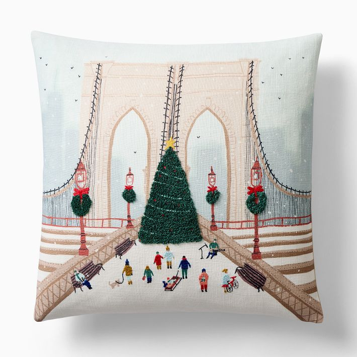 Nicole Cicak Brooklyn Bridge Christmas Pillow Cover | West Elm (US)
