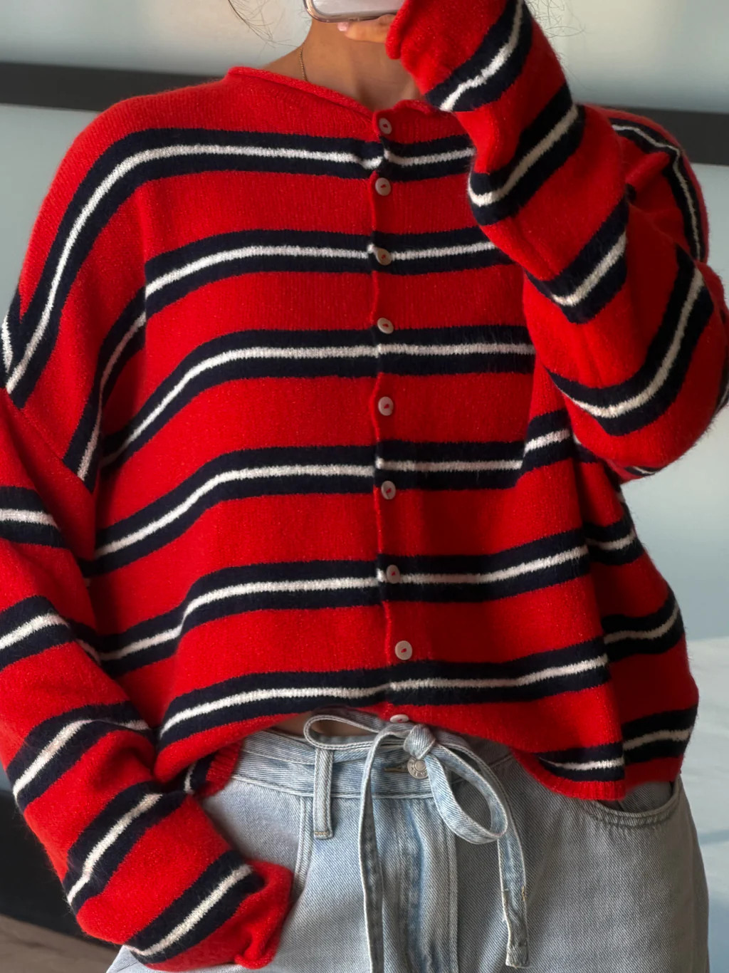 Isla Varsity Stripe Cardigan | Redline | Shop Talulah