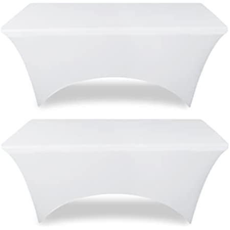 OutdoorLines Fitted Tablecloth White Table Clothes for 4 Foot Rectangle Table - Elastic Spandex Mass | Amazon (US)