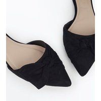 Black Suedette Bow Pointed Two Part Pumps New Look | New Look (UK)