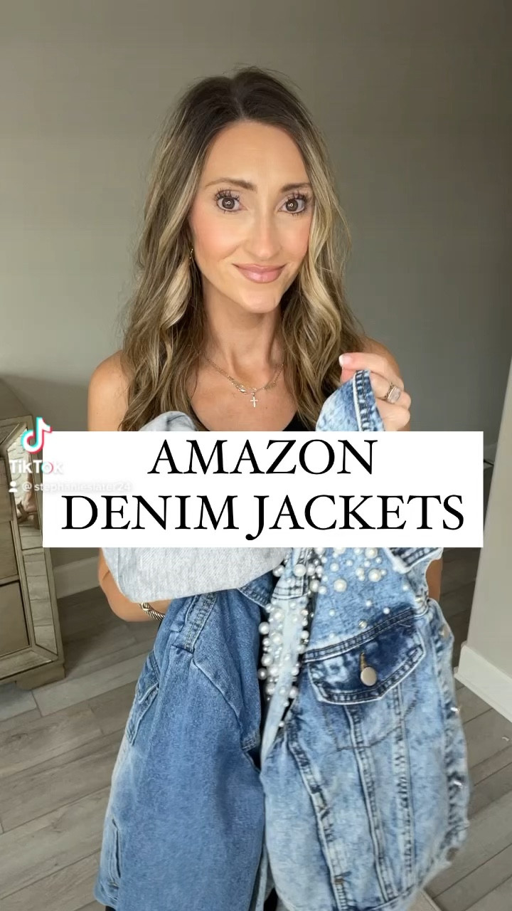Amazon denim jackets. Fun statement pearl denim jacket. Hooded denim
Jacket. Casual. Dressed up. Mom style. 

#LTKunder50 #LTKFind #LTKstyletip