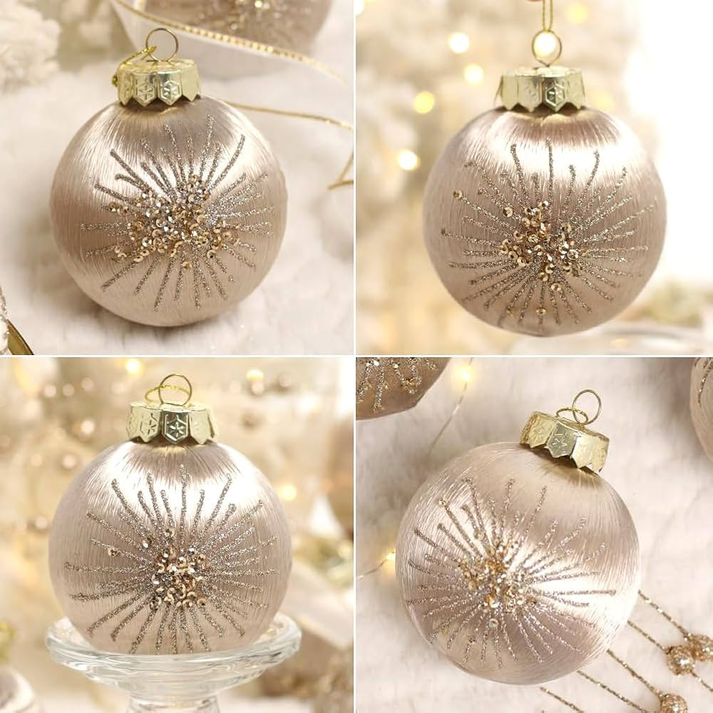 3.15inch Christmas Ornaments Set, 12 pcs Large Champagne Christmas Tree Ornaments Balls Luxury Sh... | Amazon (US)
