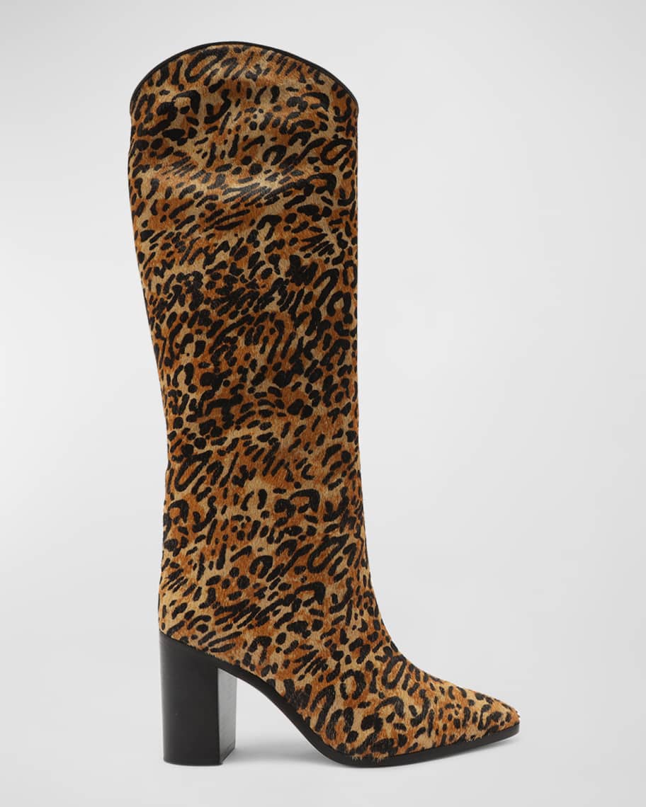 Schutz Maryana Leopard Block-Heel Boots | Neiman Marcus