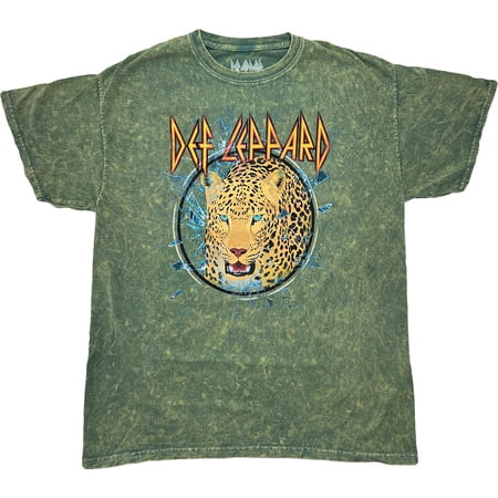 Men s Def Leppard Glass Tie Dye T-shirt XXX-Large Olive Mineral Wash | Walmart (US)