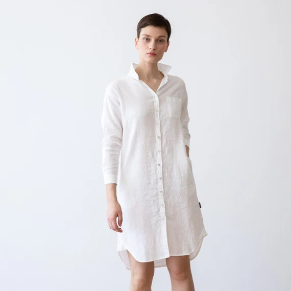 Linen Shirt Dress Various Colors. Front Full-length Buttoned - Etsy Italy | Etsy (IT)
