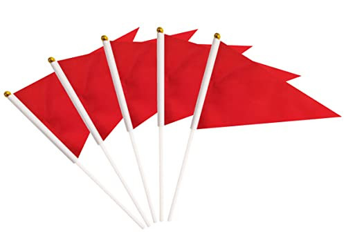 25 Pack Red Pennant Flags Small Mini Hand Held Solid Color Pennant On Sticks Flags,Party Events Celebration,School,Grand Opening,Kids Birthday,Sports Clubs,Flower Pot (Red) | Amazon (US)