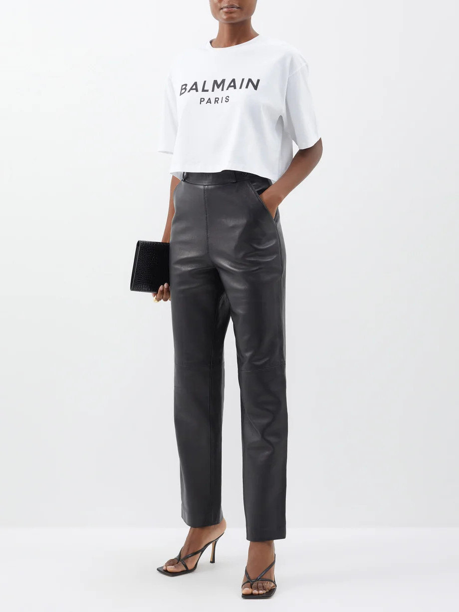 Logo-print cropped organic cotton T-shirt | Balmain | Matches (US)
