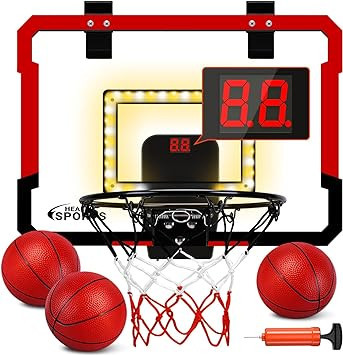 Basketball Hoop Indoor for Kids, Over The Door Basketball Hoop, Mini Basketball Hoop with Electro... | Amazon (US)
