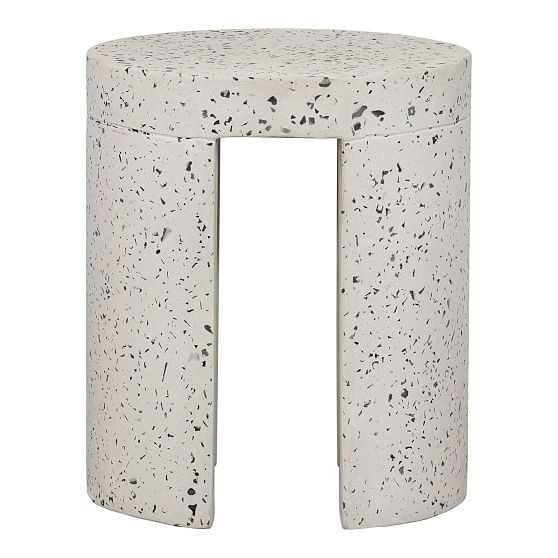 Terrazzo Concrete Outdoor Stool,Cement, Terrazzo, | West Elm (US)