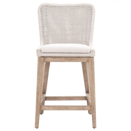 Essentials for Living Mesh Counter Stool White Speckle Flat Rope Seat, Natural Gray Mahogany | Gracious Style