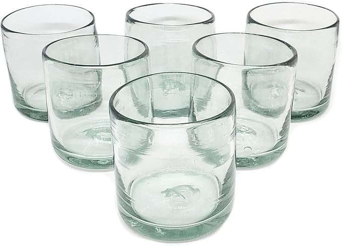 MexHandcraft Clear Blown 8 oz DOF Rocks Glasses, set of 6, Mexican Handmade Glassware, Recycled G... | Amazon (US)