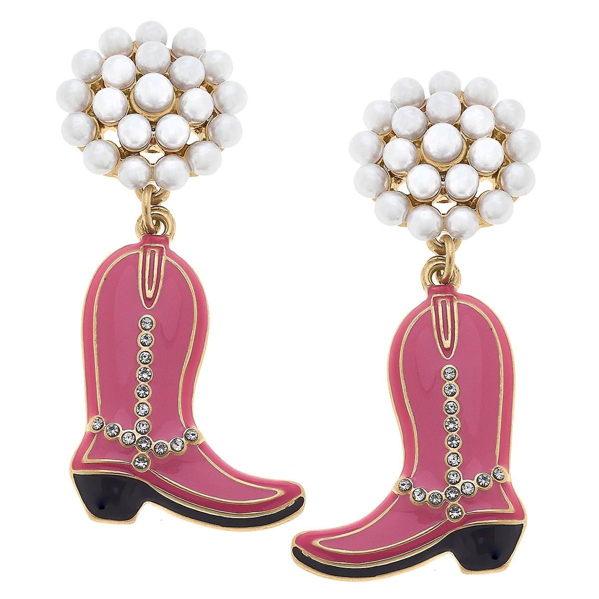 CANVAS Style x AP Style Cowboy Boot Earrings in Pink | CANVAS