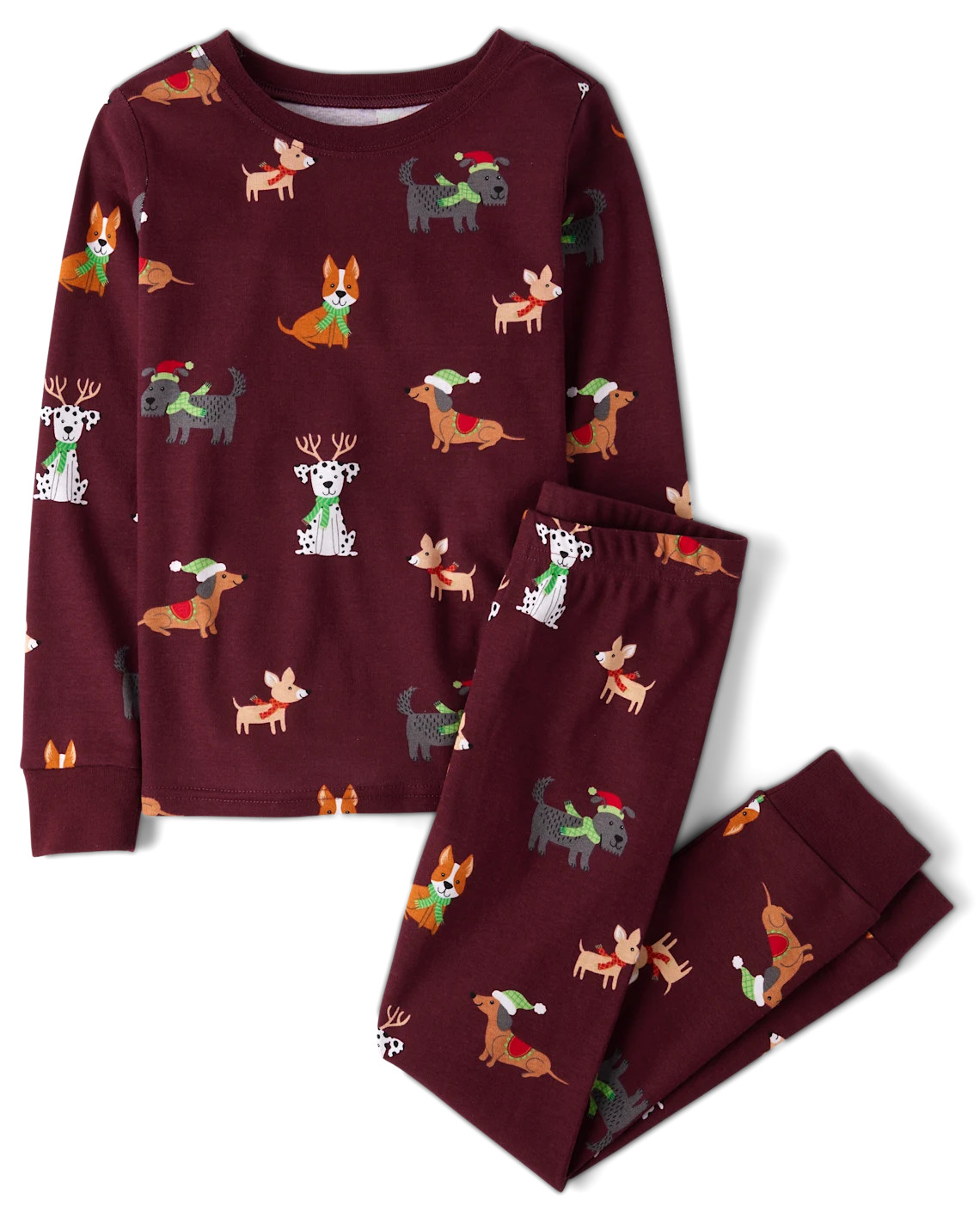 Kids Matching Family Holiday Dog Snug Fit Cotton Pajamas - burgundy | The Children's Place