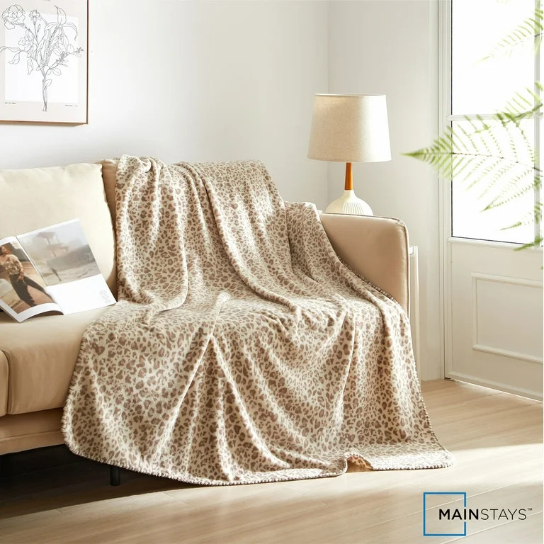 Mainstays Multi-Color Abstract Leopard Cozy Plush Throw Blanket 50" x 60" | Walmart (US)