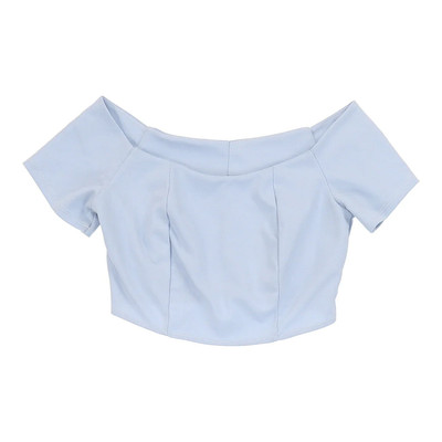 Vintage Unbranded Crop Top - Medium Blue Polyester | eBay UK