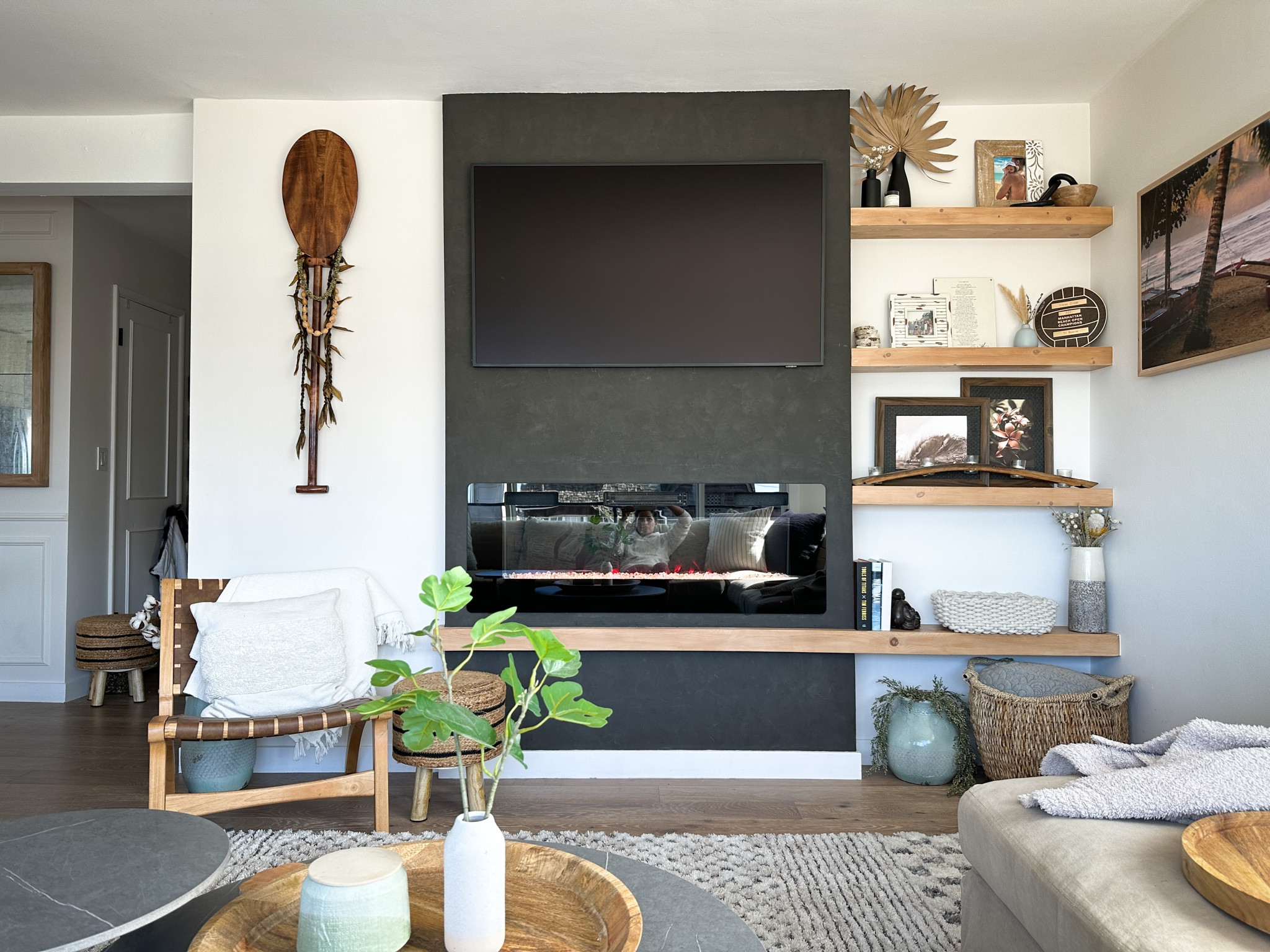 DIY fireplace surround and floating shelves deserves to shine with a frame tv 😍. Shop everything here.

#LTKhome