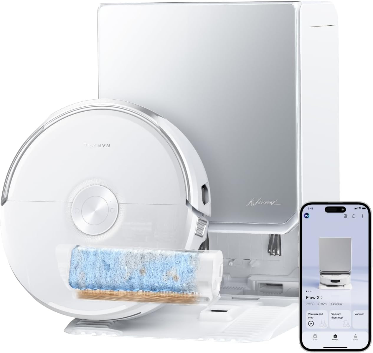 NARWAL Flow 2 Robot Vacuum and Mop Combo, 31000Pa, FlowWash Mop, White | Amazon (US)