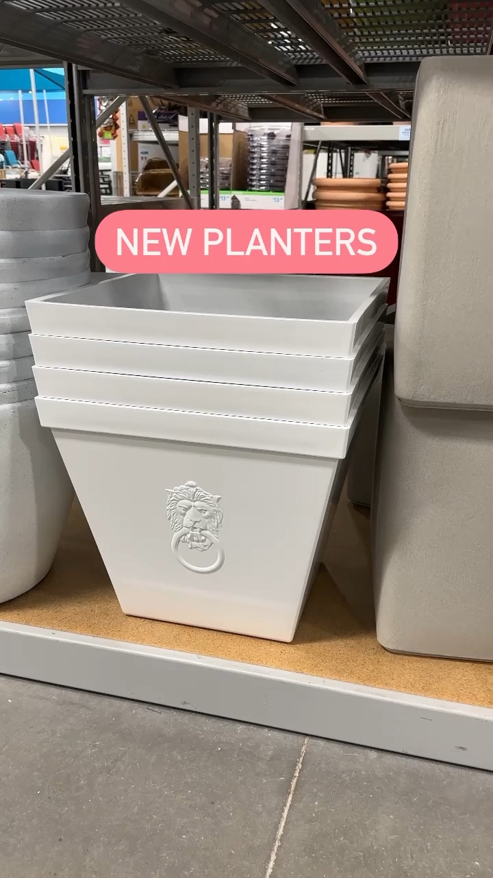 Love these new planters! 💗 Outdoor decor, patio decor , and huge planter pot, black planters, chic planter lion head door knocker black and white decor modern outdoor living 

#LTKFind #LTKhome #LTKunder50