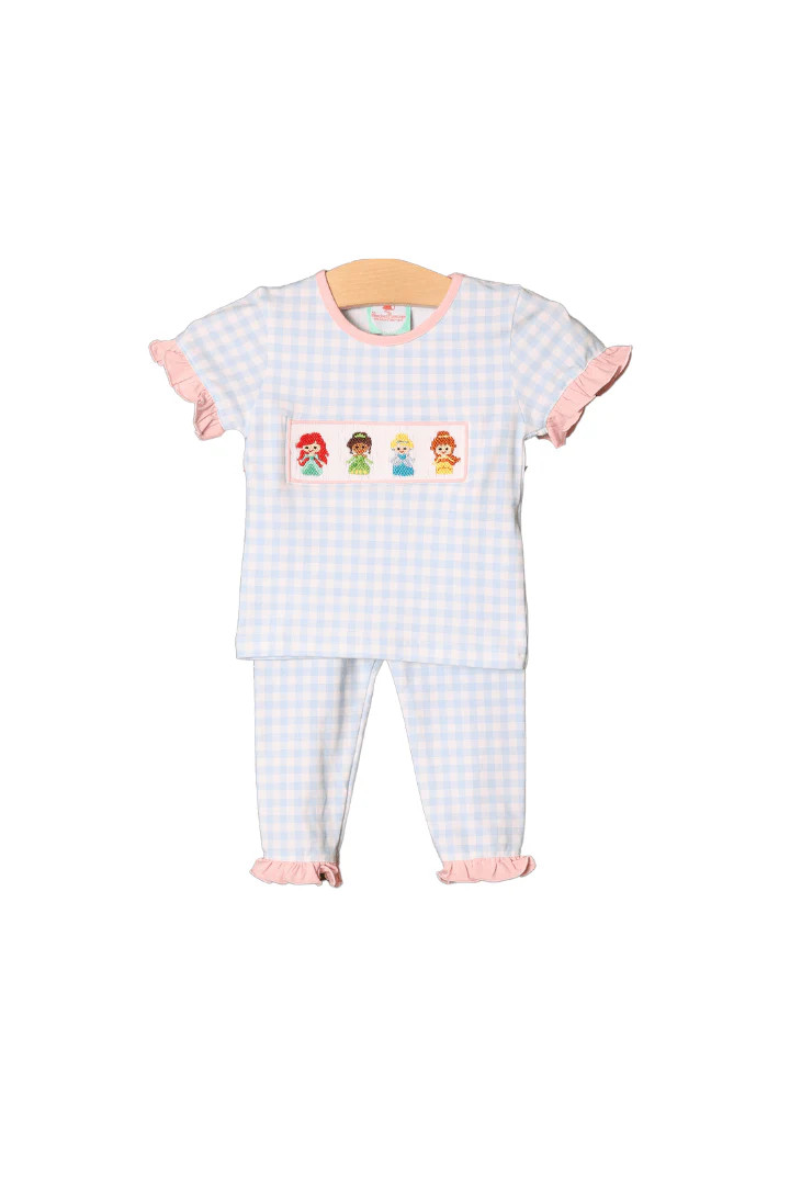 Hand Smocked Princess Gingham Lounge Set | The Smocked Flamingo