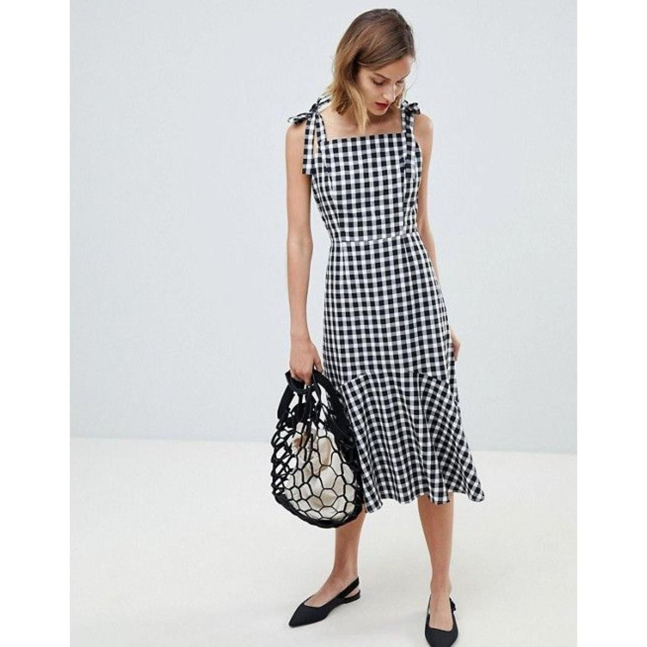 Mango Women's Dress - Black/White - M | Depop US