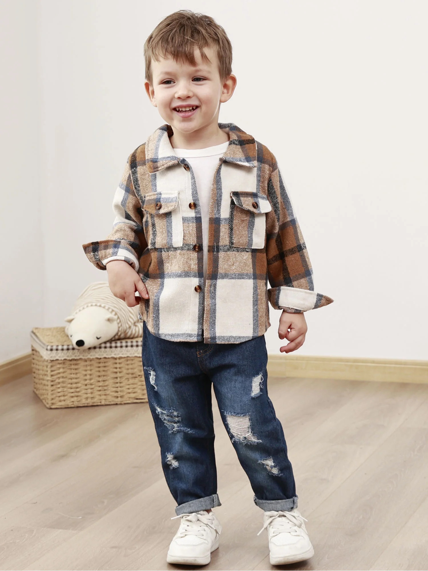 CARETOO Toddler Boy Clothes Outfit Infant Shirt Denim Jeans Pants Fall Casual Cotton Fabric Set 2... | Walmart (US)
