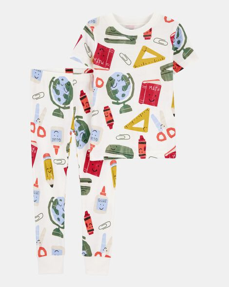 Toddler 2-Piece Back To School Print 100% Snug Fit Cotton Pajamas - White | Carter's Inc