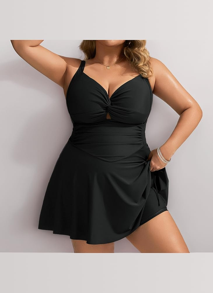 Hanna Nikole großen Größen Einteiliger Badeanzug für Damen mit gedrehtem und gerafftem Design... | Amazon (DE)