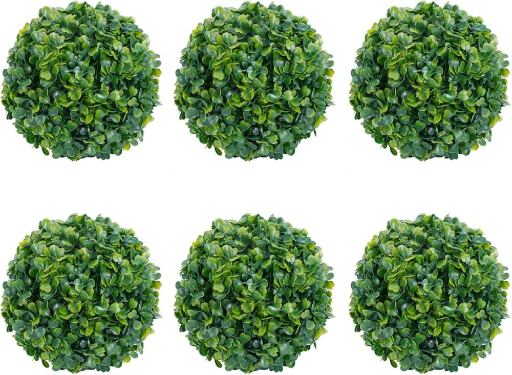 AILANDA 6 PCS 7 inch 8 Layers Artificial Plant Topiary Ball Outdoor UV Resistant Faux Boxwood Dec... | Amazon (US)