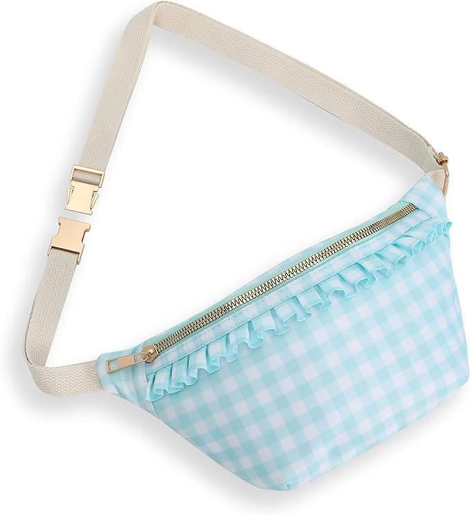 Belt Bag for Women Gingham Ruffle Crossbody Fanny Pack with Adjustable Strap,Fashion Waist Pack B... | Amazon (US)