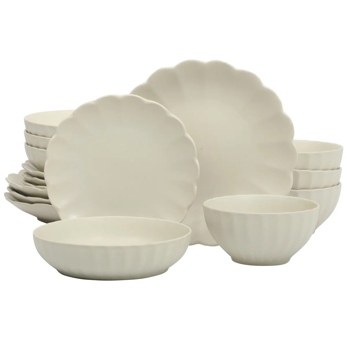 Gibson Elite Malibu Shore 16 Piece Scallop Stoneware Reactive Glaze (Service for 4) Ceramic Plate... | Wayfair North America