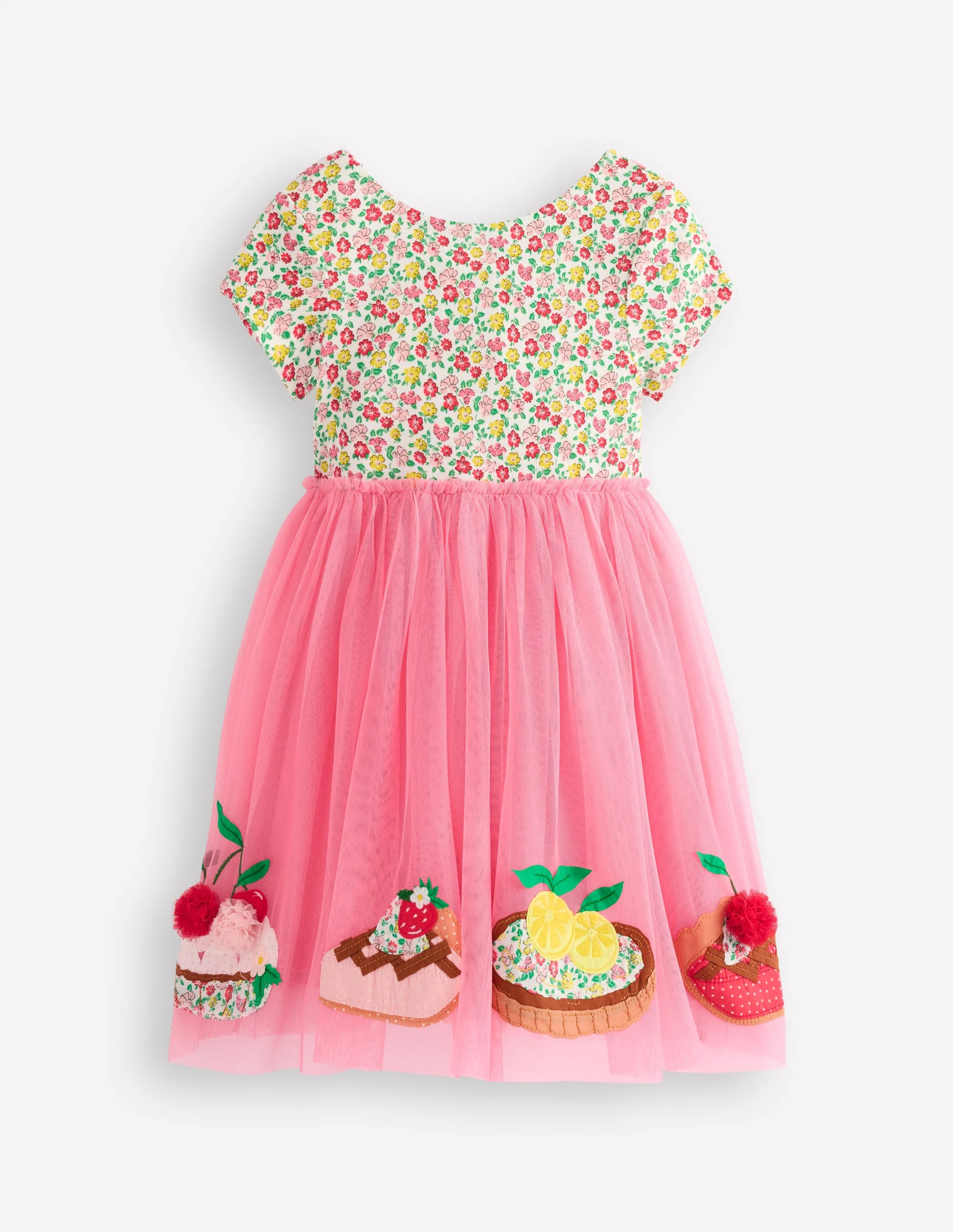 Ami Applique Tulle Dress-Salmon Pink Desserts | Boden UK