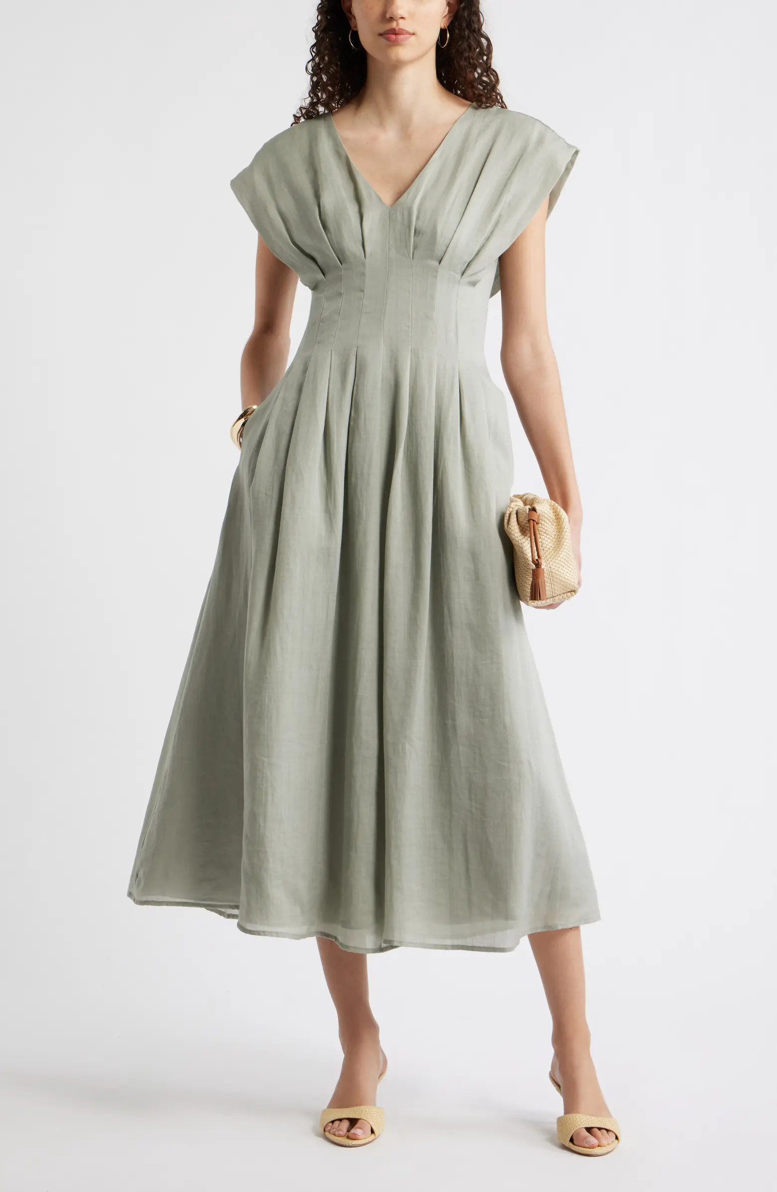 Pleat Waist A-Line Dress | Nordstrom