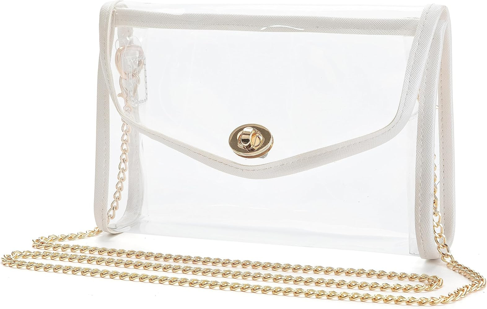 Veluckin Womens Transparent Clutch Clear PVC Purse Fashion Crossbody with Golden Chain Strap PGA ... | Amazon (US)