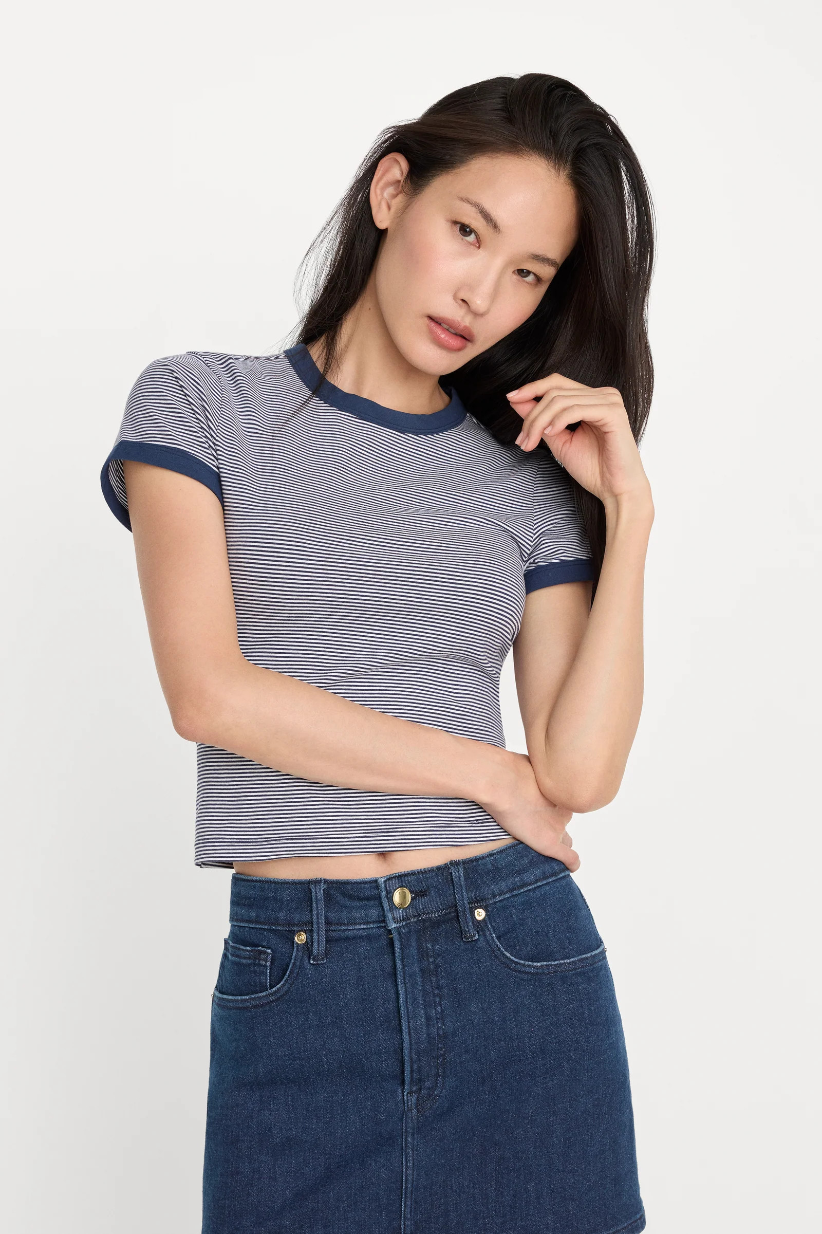 THE RINGER BABY TEE | HORIZON STRIPE | Good American