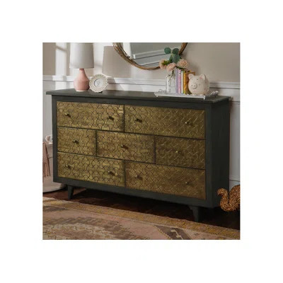 Lolana 7 Drawer Dresser, Solid Mango Wood with Metal Frame & Legs, 60x18x36 | Wayfair North America