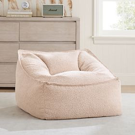 Large Low Pile Faux Fur Pale Blush Modern Bean Bag Lounger | Pottery Barn Teen