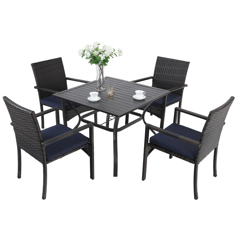 Alyah 4 - Person Square Outdoor Dining Set with Cushions | Wayfair North America