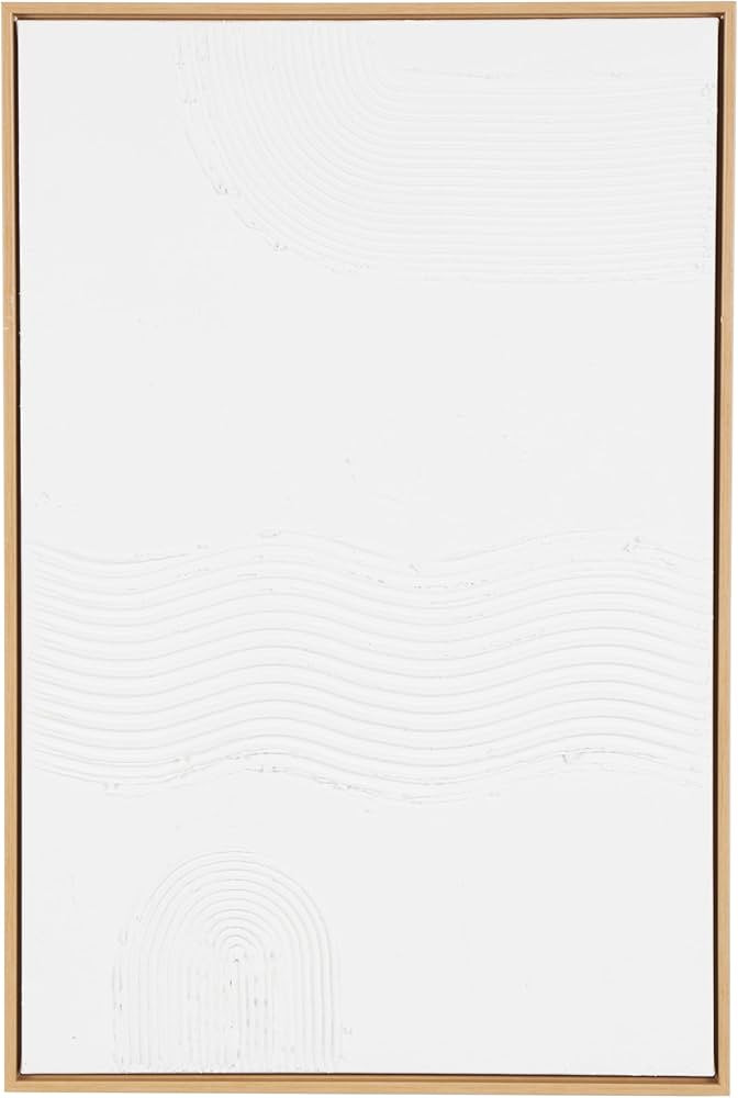 Deco 79 Canvas Abstract Framed Wall Art with Brown Frame, 24" x 1" x 36", White | Amazon (US)