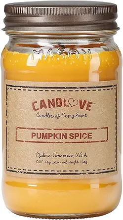 Candlove Pumpkin Spice Scented Candle - Non-Toxic 100% Soy Candle - Handmade & Hand Poured Long B... | Amazon (US)