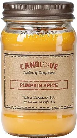Candlove Pumpkin Spice Scented Candle - Non-Toxic 100% Soy Candle - Handmade & Hand Poured Long B... | Amazon (US)