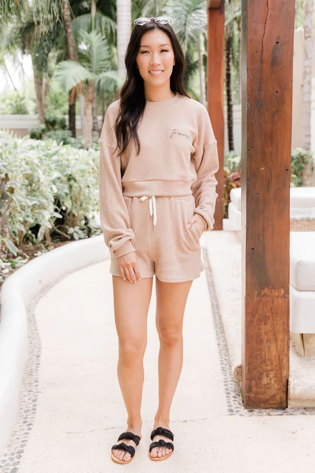 Why Not Taupe Cord Lounge Shorts | The Pink Lily Boutique